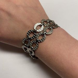 Vintage Signed Pamar Costume Silver Tone Metal Bracelet with Safety Chain Clasp